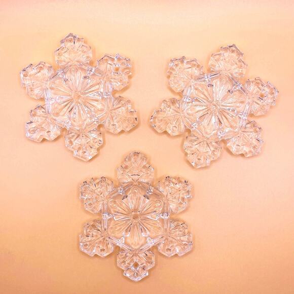 Waterford Marquis Crystal Snowflake Ornament Set of 3 No Box - Picture 3 of 5